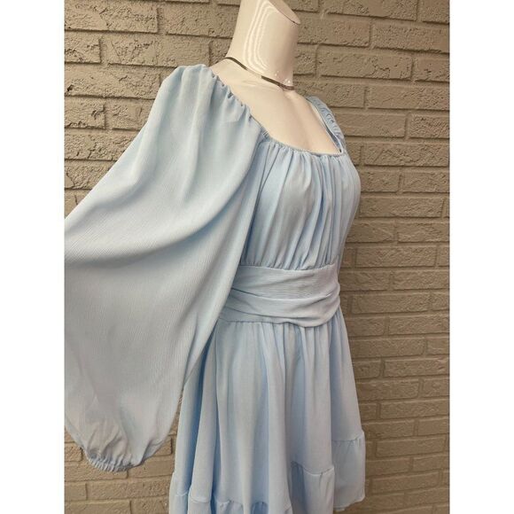 Exlura Baby Blue Smocked Balloon Sleeve Dress Size XL NWT - Picture 9 of 14